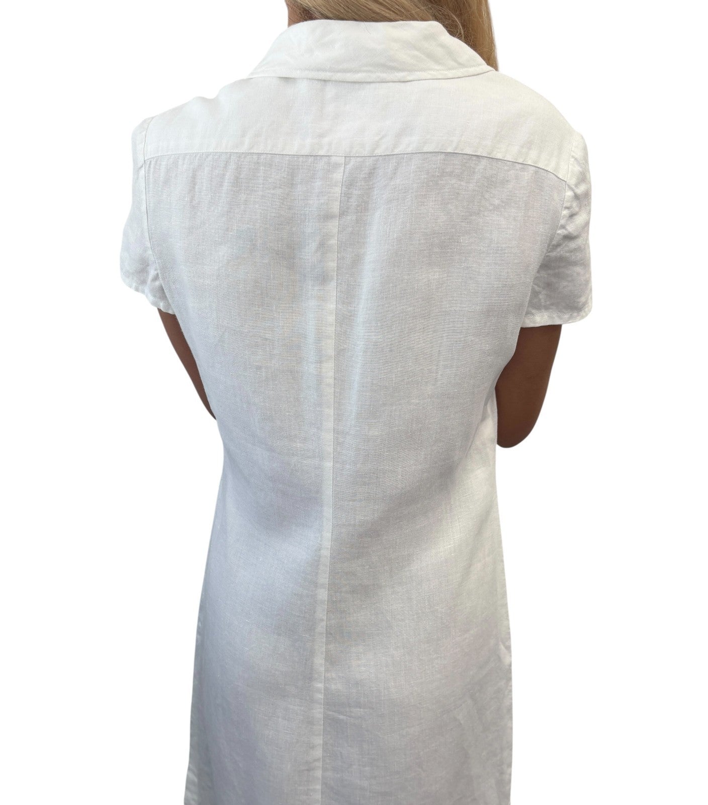 CHANEL Vintage 97P CC Logo Button Linen Shirt Dress One-piece #38 White