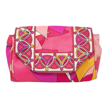 EMILIO PUCCI Vintage Logo Geometric Print Wristlet Clutch Bag Pink 902805