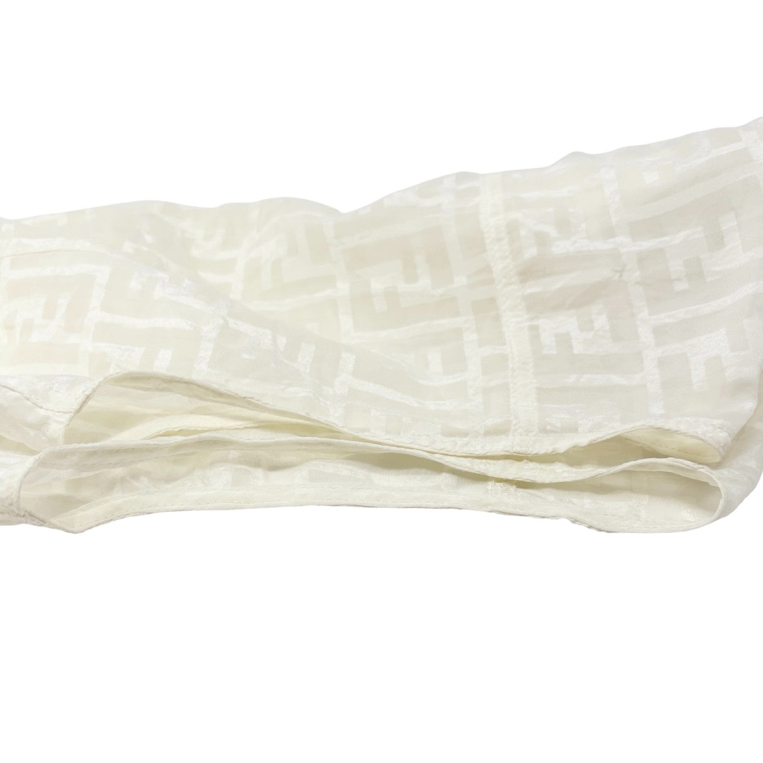 FENDI Vintage Zucca Monogram Logo See-thruogh Shirt #40 Cream Rayon Sleeveless