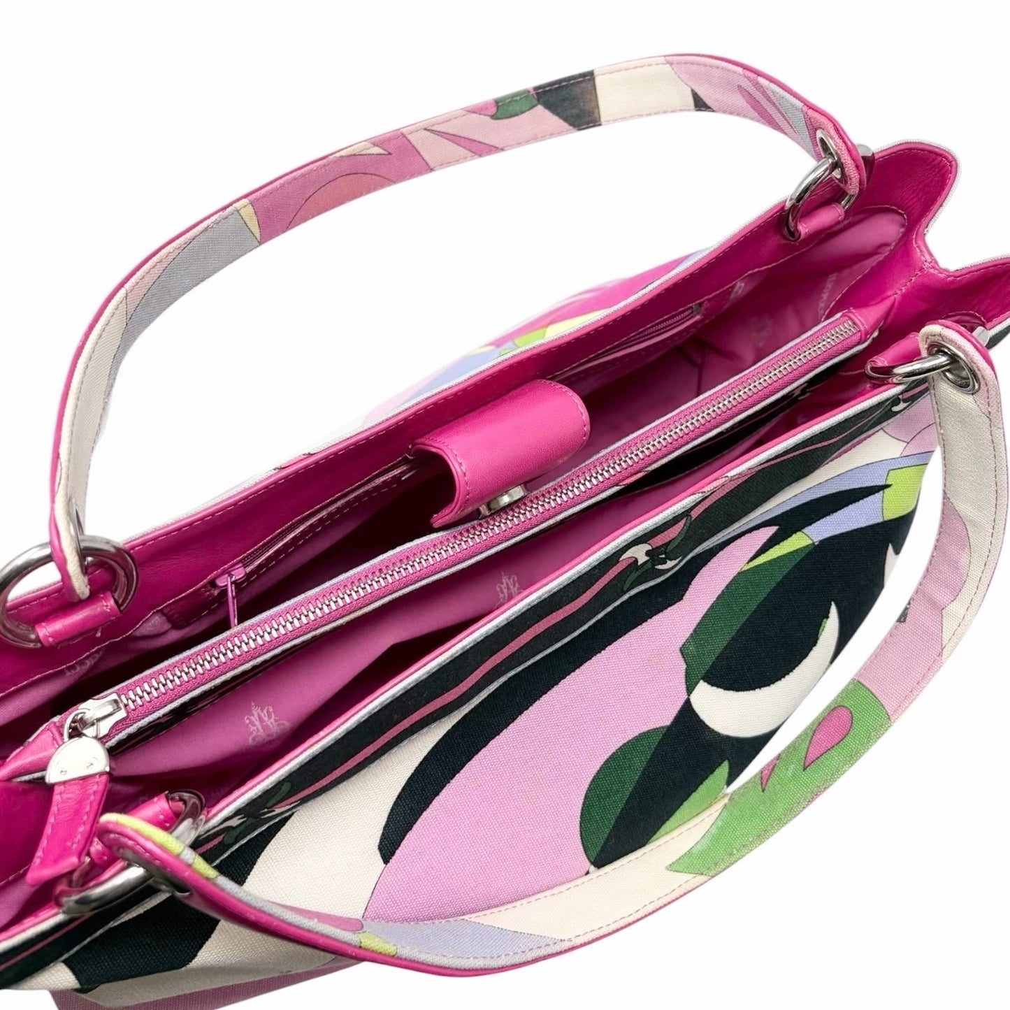 EMILIO PUCCI Vintage Logo Geometric Multicolor Tote Bag Pink  902039