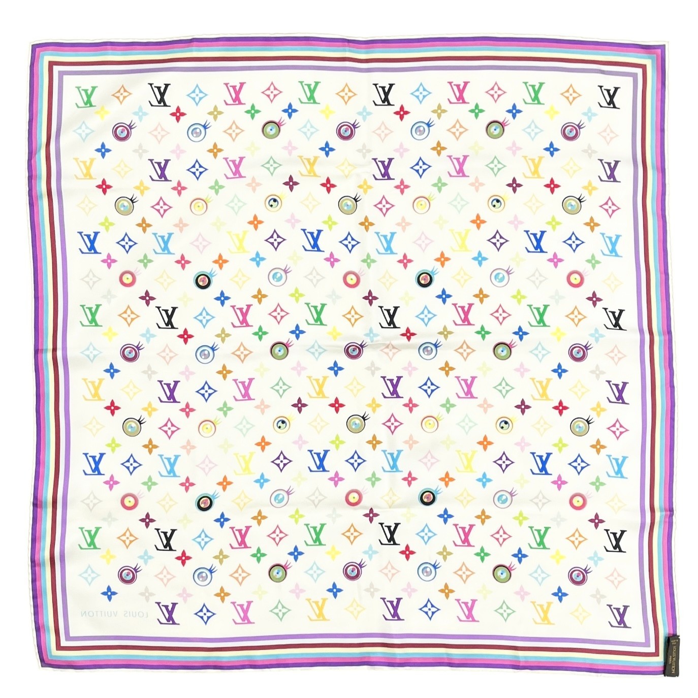 LOUIS VUITTON Vintage LV Eye Love Monogram Logo Multicolor Scarf Wrap Shawl