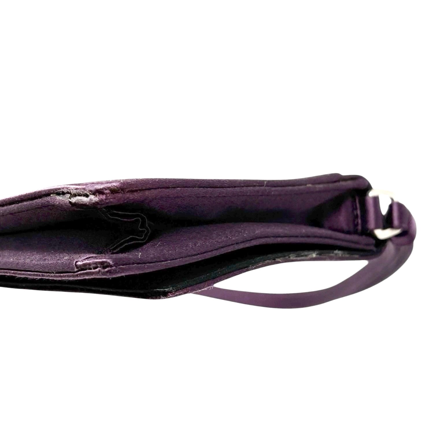 PRADA Vintage Triangle Logo Satin Shoulder Mini Bag Handbag Purple Silver