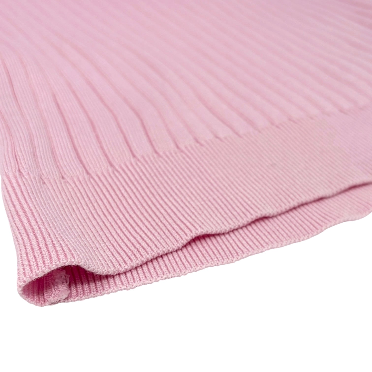 CHANEL Vintage 97P CC Logo Rib Knit Tank Top #40 Pink Blue Cotton Colorblock