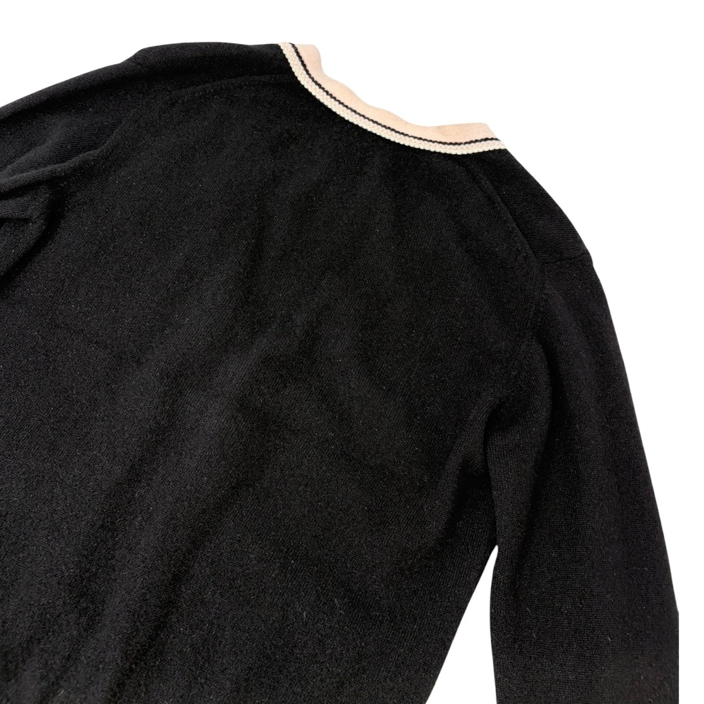 CHANEL Vintage 03A CC Logo Cashmere Knit Cardigan Sweater Black 106917