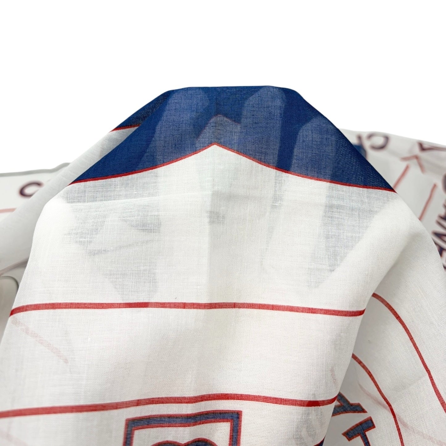 CHANEL Vintage Big CC Logo Scarf Wrap Headscarf White Blue Cotton 902009