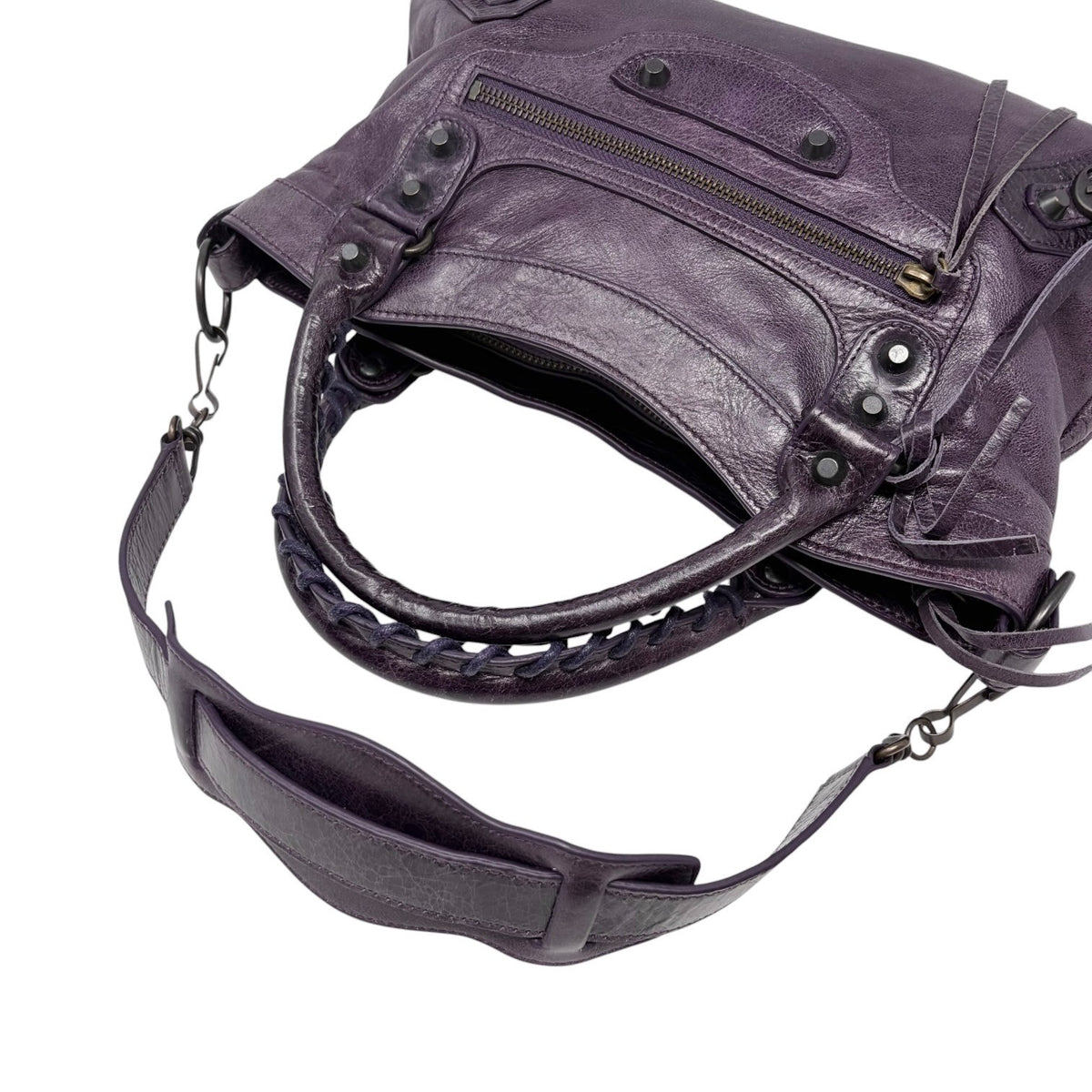 Balenciaga Vintage Classic City Mirror 2way Shoulder Leather Bag Purple 902462