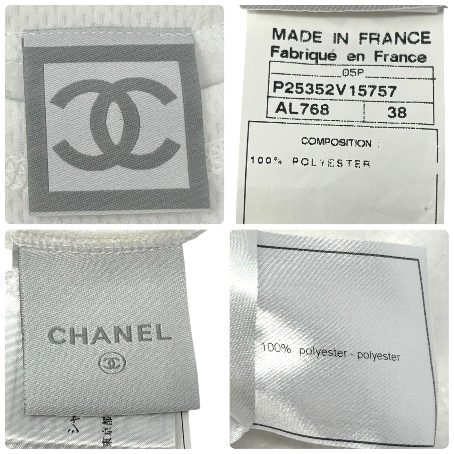 CHANEL Sport Vintage 05P CC Logo Top T-shirt #38 Short Sleeve White Polyester