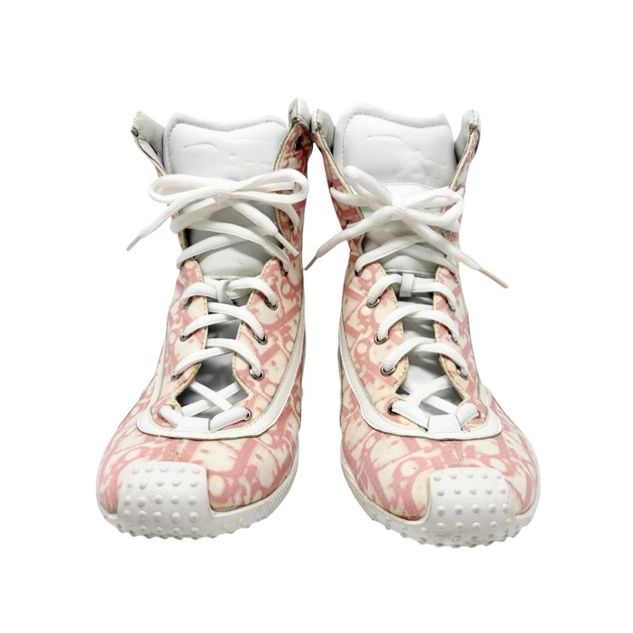 Christian Dior Vintage Trotter Monogram High-top Sneakers #37 Pink White 902257