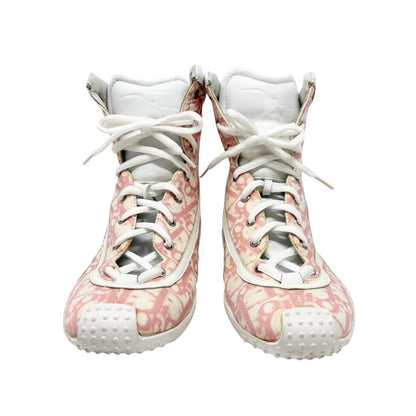 Christian Dior Vintage Trotter Monogram High-top Sneakers #37 Pink White 902257