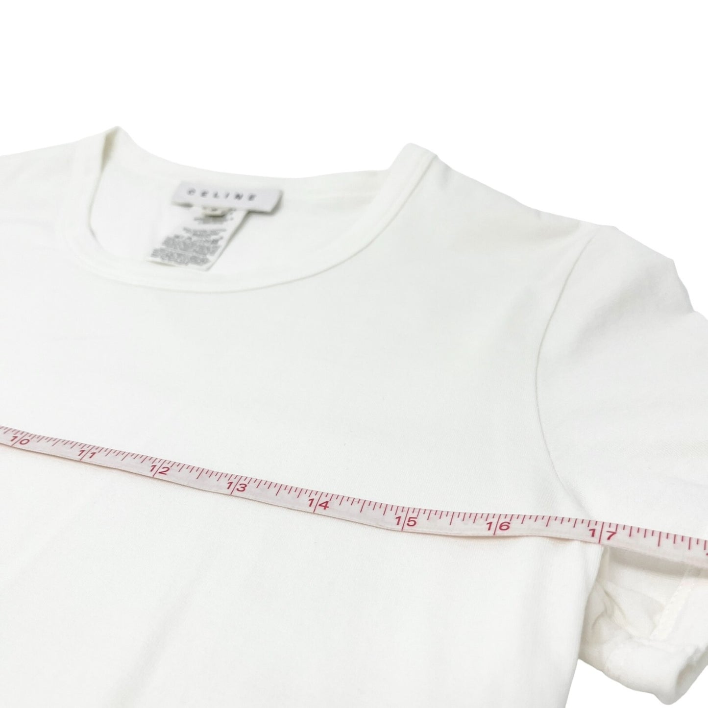 CELINE Vintage Macadam Logo T-shirt Top #S Chain Print White Cotton Rank AB