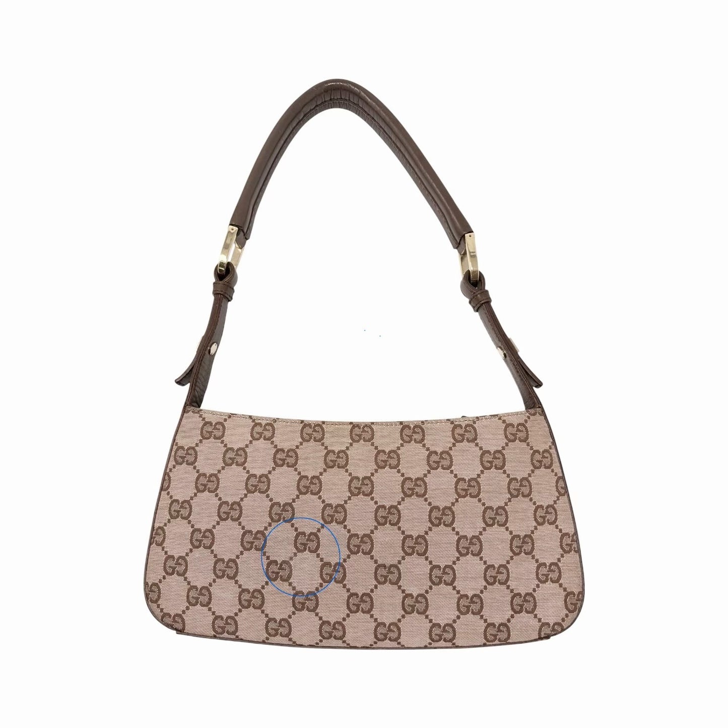 GUCCI Vintage GG Monogram Logo Canvas Shoulder Bag Leather Brown Gold 901837
