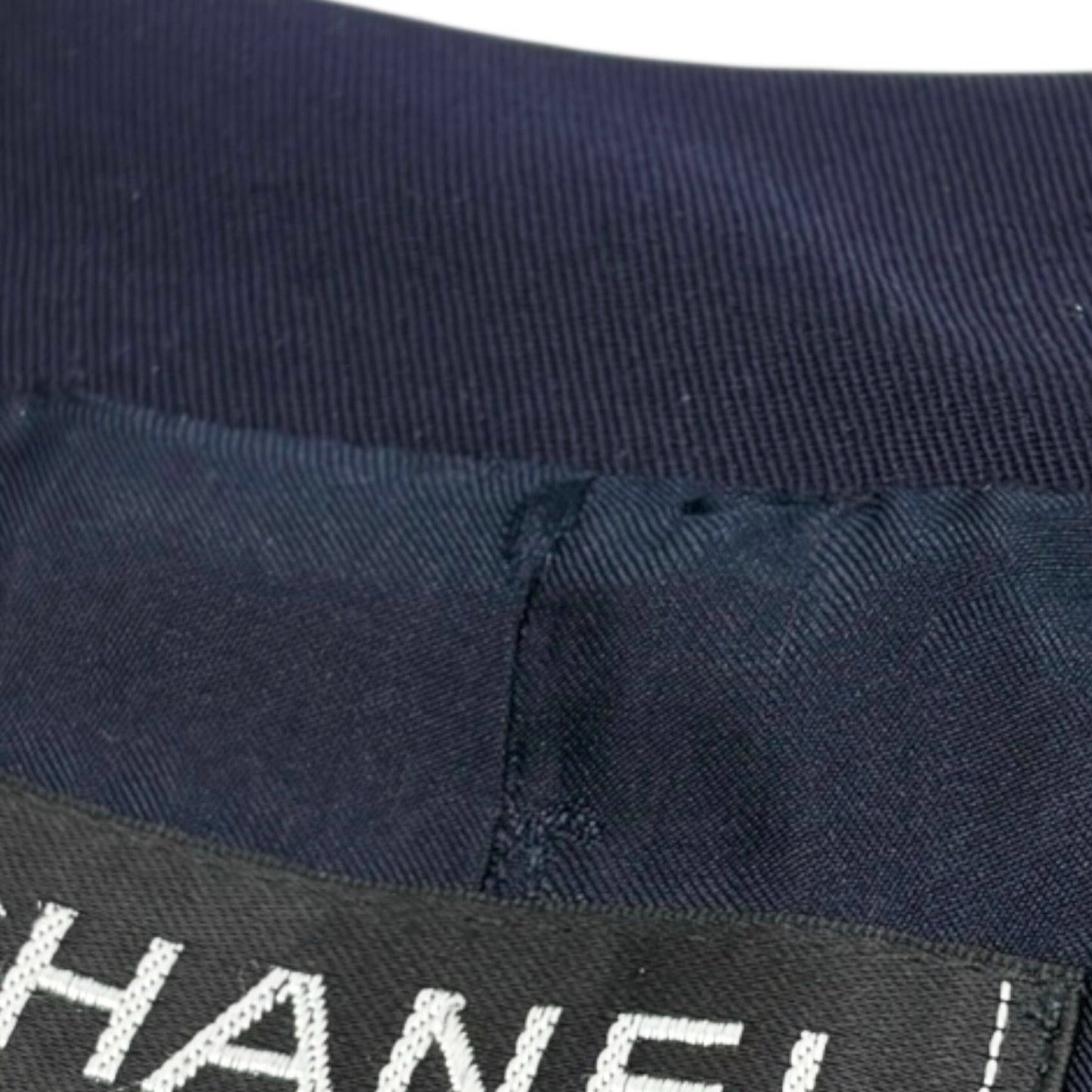 CHANEL Vintage 97P CC Logo Button Blazer Jacket #42 Dark Blue Gold Wool Pocket
