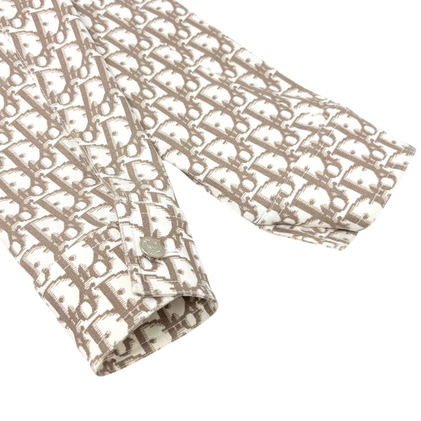 Christian Dior Vintage Trotter Monogram Jacket #42 Beige Cotton Velour Ribbon