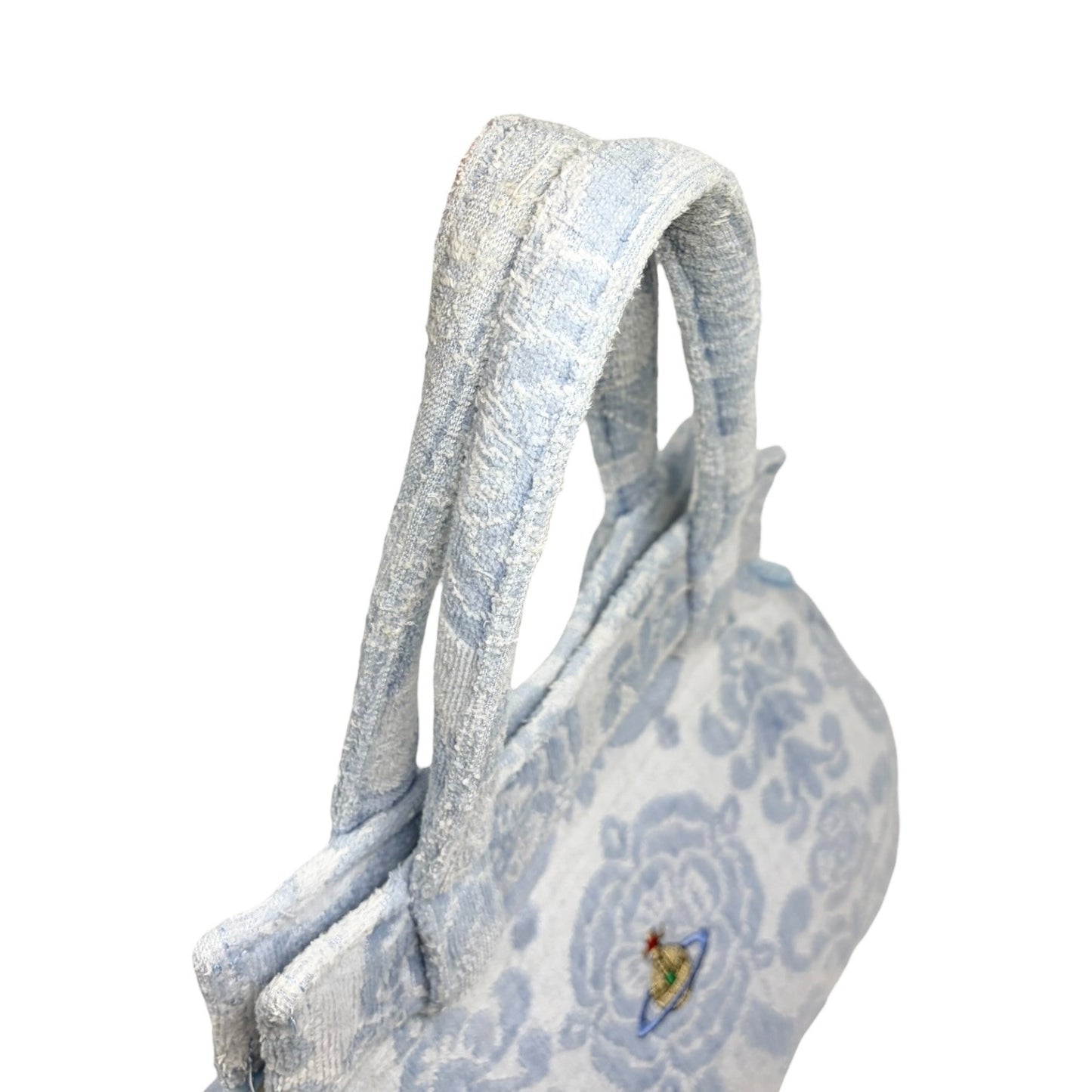 Vivienne Westwood Vintage Orb Logo Terry Cloth Tote Bag Blue Cotton 901821