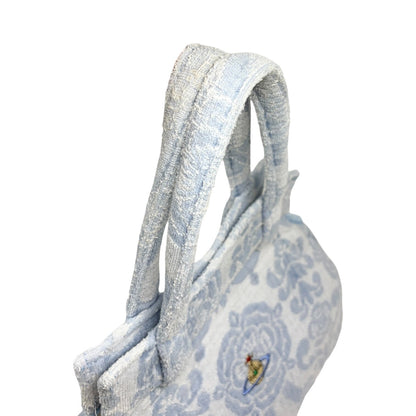 Vivienne Westwood Vintage Orb Logo Terry Cloth Tote Bag Blue Cotton 901821