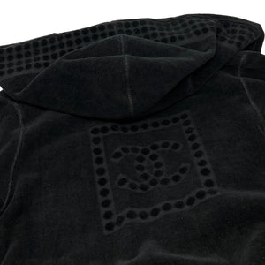 CHANEL Sport Vintage 09P CC Mark Logo Bathrobe #36 Terry Cloth Black Cotton