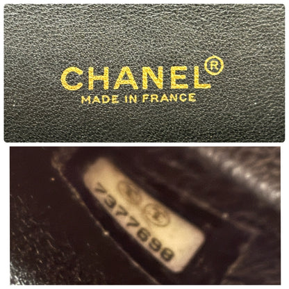 CHANEL Vintage CC Logo Print Turnlock Quilted Chain Shoulder Bag Black 901823