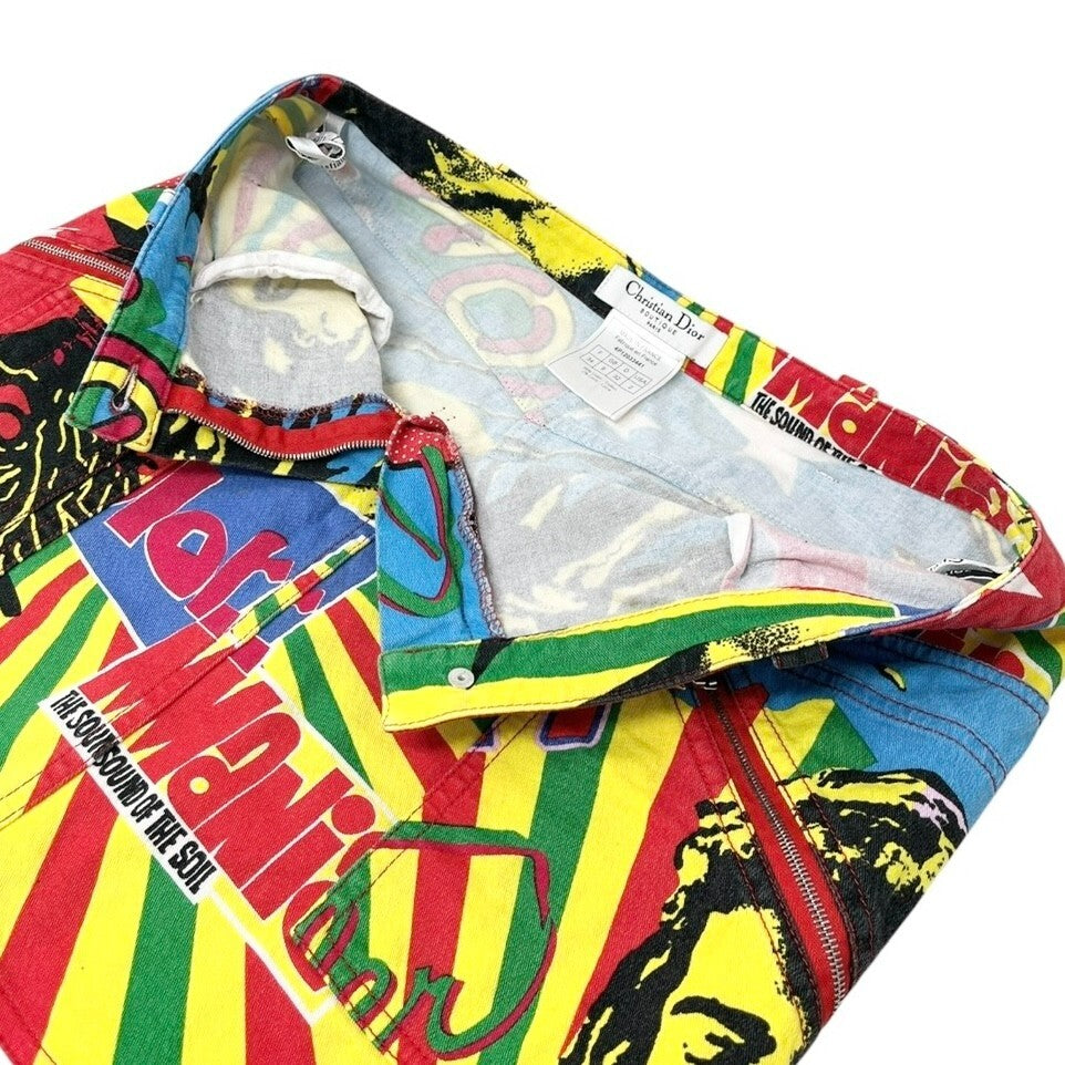 Christian Dior Vintage 2004 Rasta Mania Mini Skirt #34 Cotton Multicolor Zip