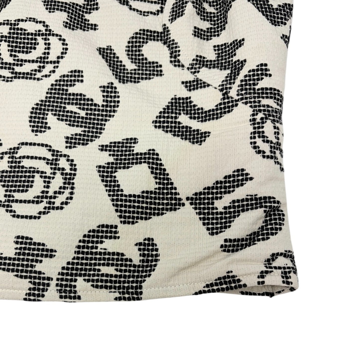 CHANEL Vintage 06P CC Camellia No.5 Print Tank Top #36 White Black Zip 902288