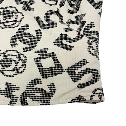CHANEL Vintage 06P CC Camellia No.5 Print Tank Top #36 White Black Zip 902288