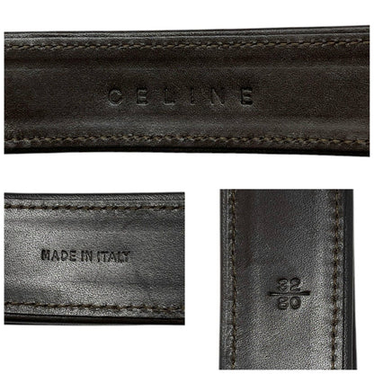 CELINE Vintage Macadam Logo Belt #32/80 Fashion Accessory Brown Gold Calf Hair