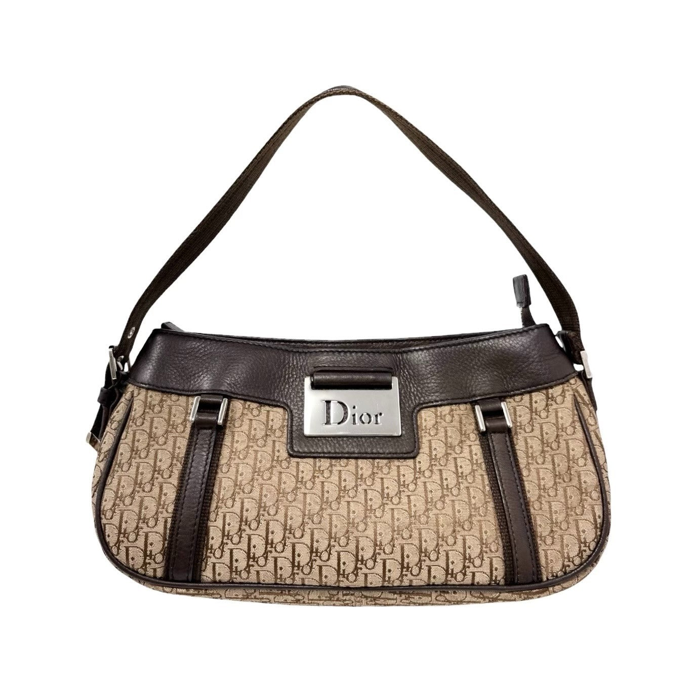 Christian Dior Vintage 2005 Street Chic Monogram Shoulder Bag Beige Brown