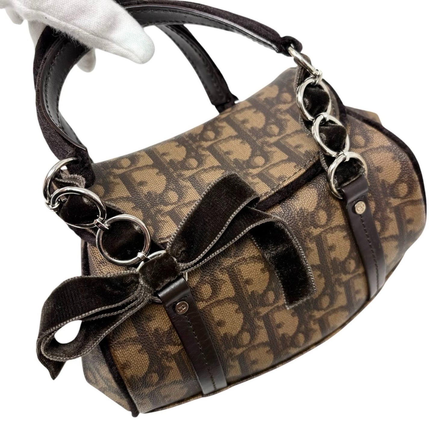 Christian Dior Vintage 2005 Romantique Trotter Monogram Mini Bag Brown 901843