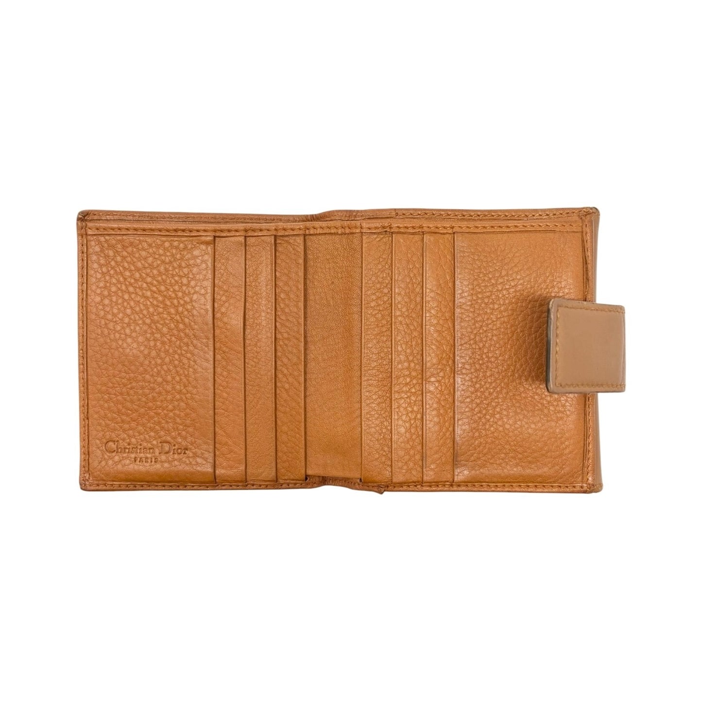 Christian Dior Vintage Street Chic Logo Wallet Leather Brown Gold 902404