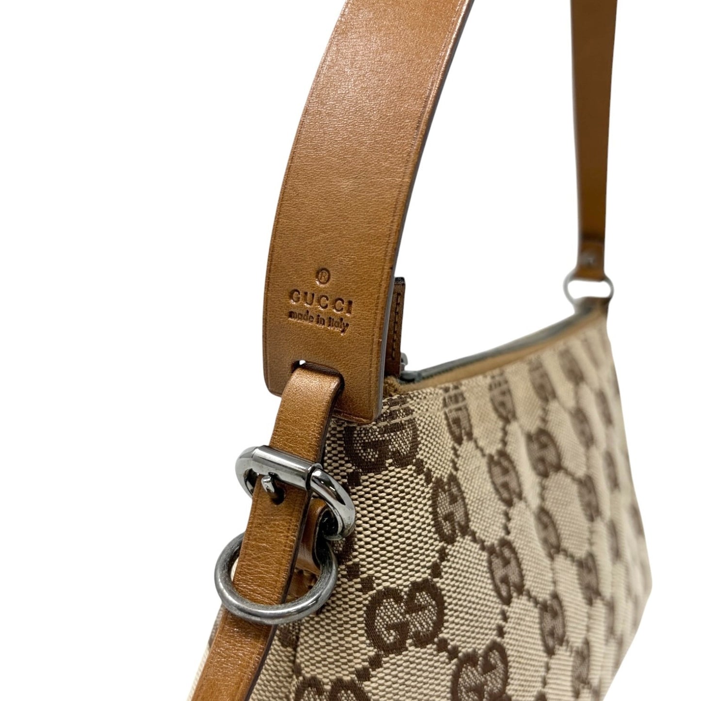 GUCCI Vintage GG Monogram Logo Mini Shoulder Bag Beige Brown Canvas 902295