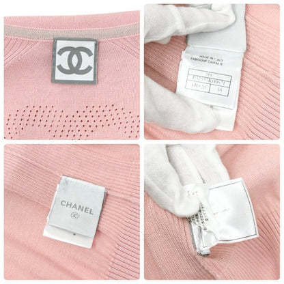 CHANEL Sport Vintage 08C CC Knit Zipped Jacket #38 Perforated Pink 902899