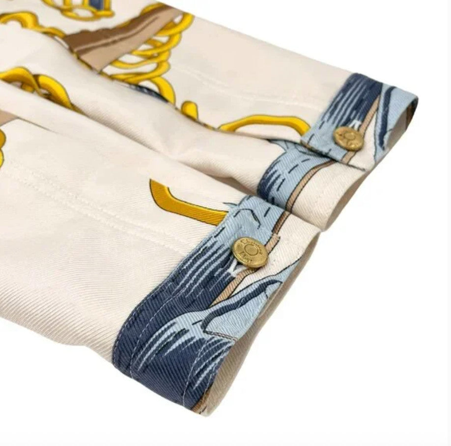 Christian Dior Vintage 2000 Spring Jacket Skirt Set #38 #40 Cream Gold Silk