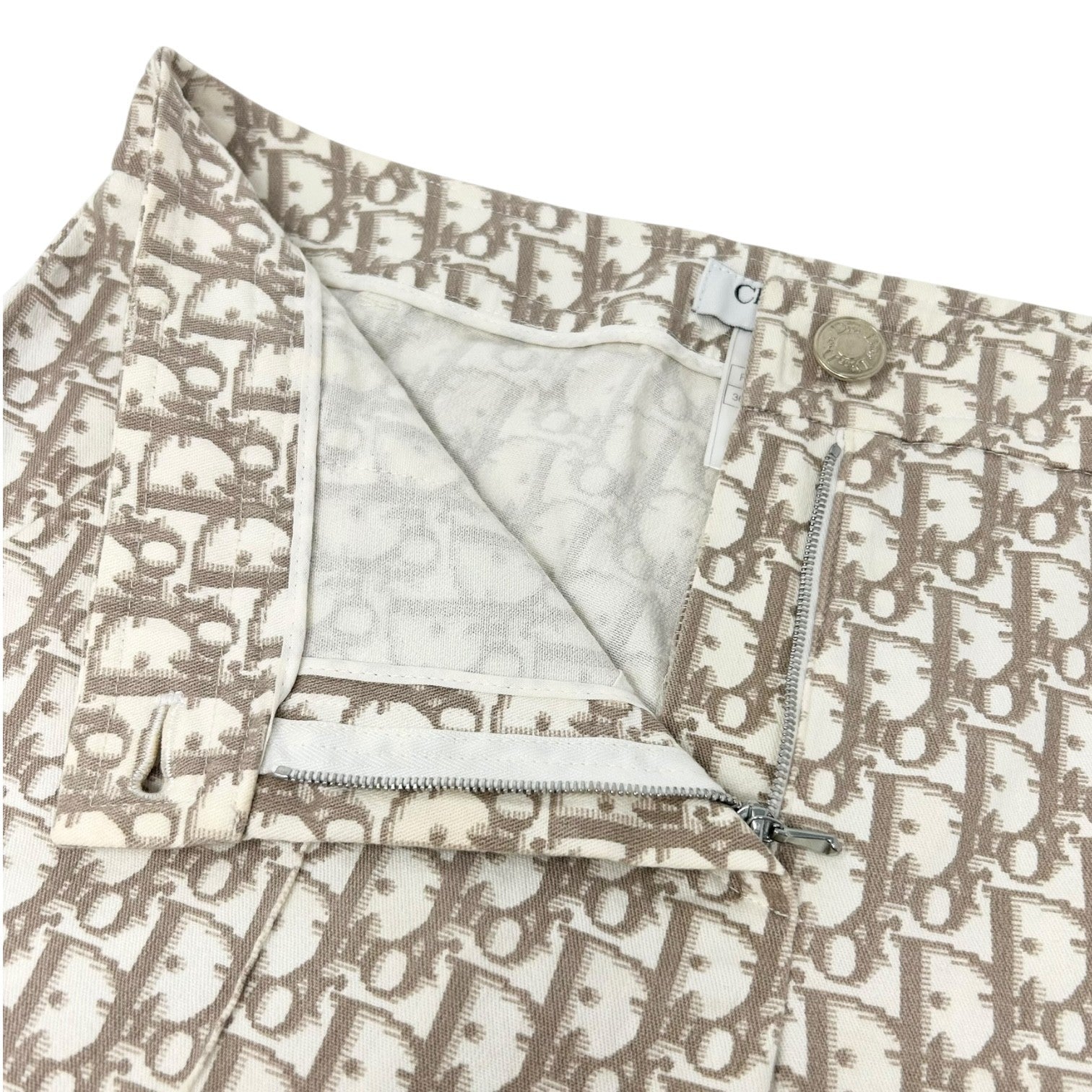 Christian Dior Vintage 2005 Trotter Monogram Pants Bottoms Zip #36 Brown Cotton