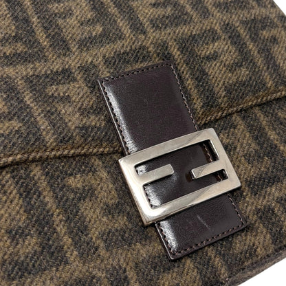 FENDI Vintage FF Zucca Cashmere Knit Mamma Baguette Shoulder Bag Brown 902052