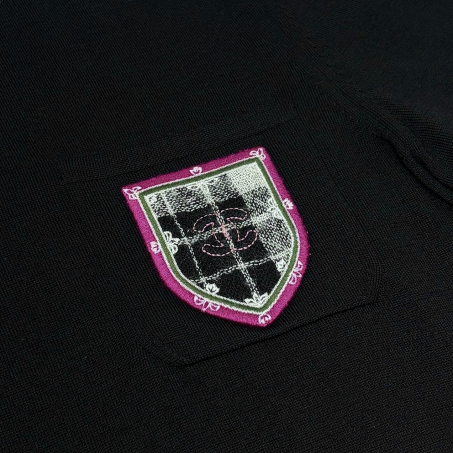 CHANEL Vintage P46568 CC Logo Patch T-shirt Dress #40 Black Purple 901866