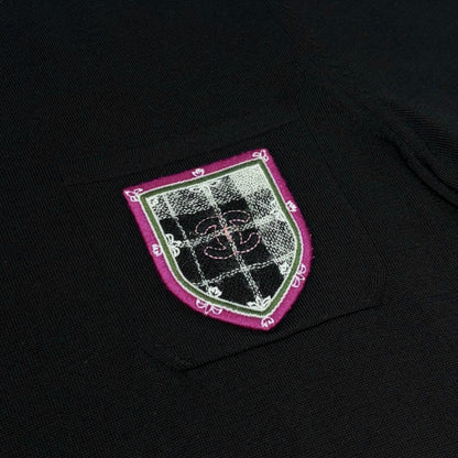 CHANEL Vintage P46568 CC Logo Patch T-shirt Dress #40 Black Purple 901866