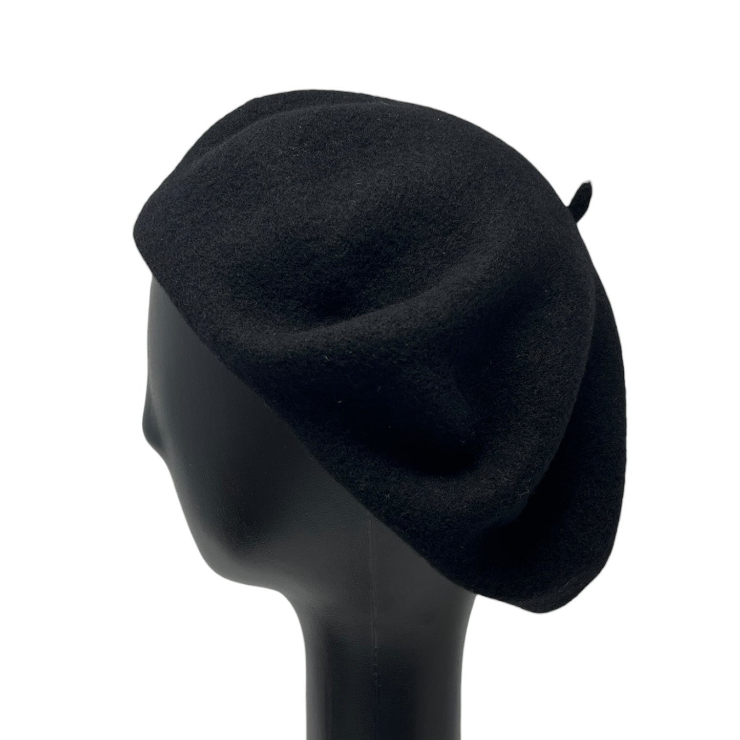 CHANEL Vintage CC Logo Beret Hat Black Fashion Accessory Wool Knit Cap 902224