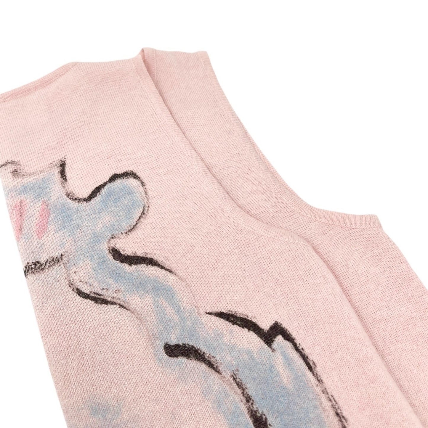 CHANEL Vintage 09C CC Mark Logo Heart Knit Tank Top #34 Pink Cashmere Rank AB+