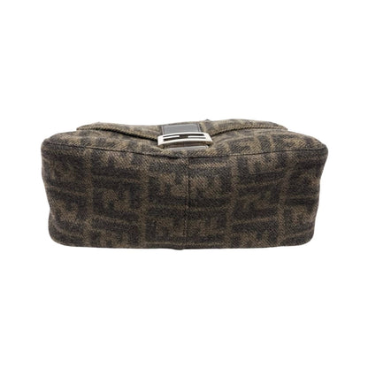FENDI Vintage FF Zucca Cashmere Knit Mamma Baguette Shoulder Bag Brown 902052