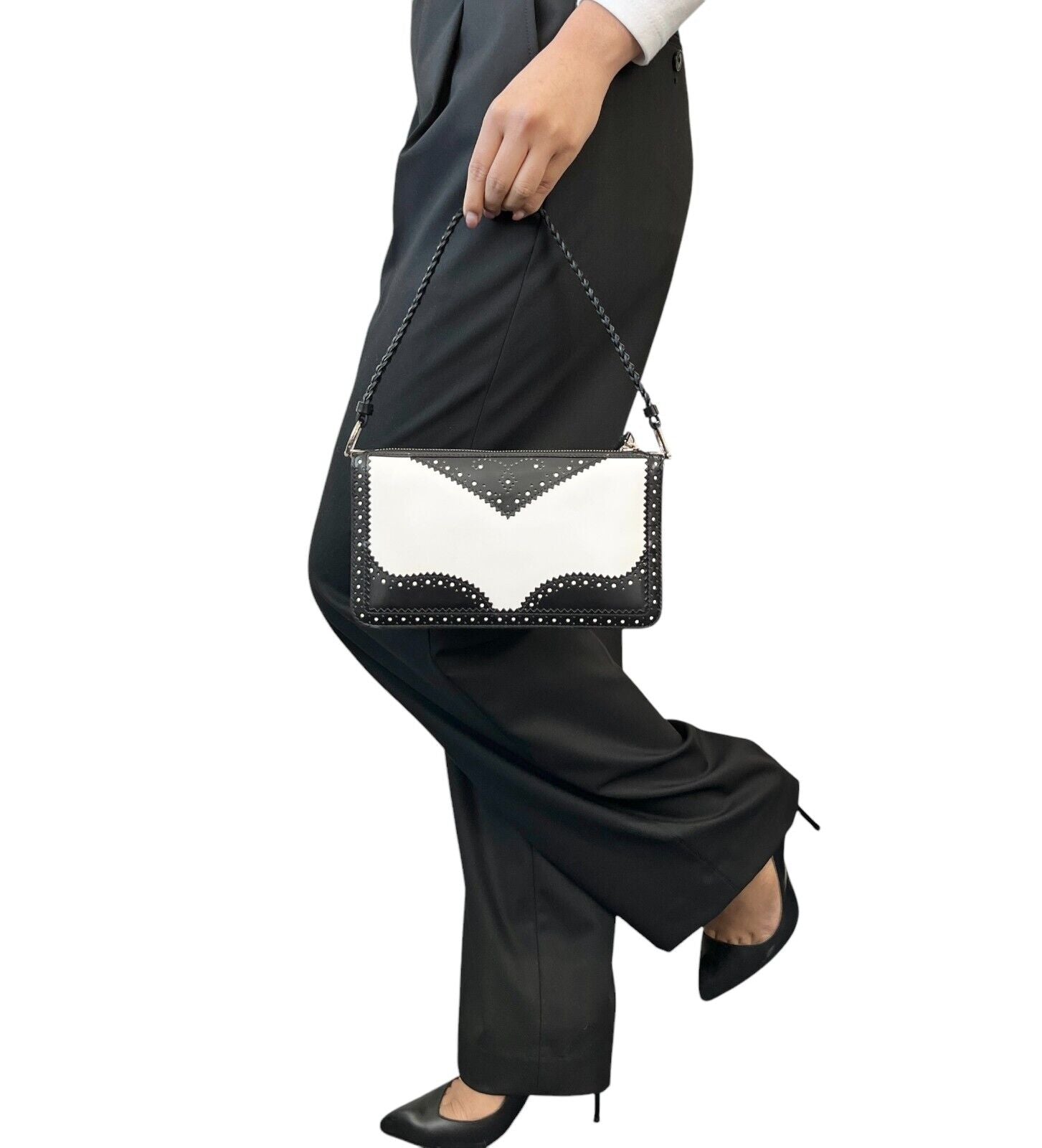 Christian Dior Vintage Trotter Monogram Logo D'trick Shoulder Bag Black Leather