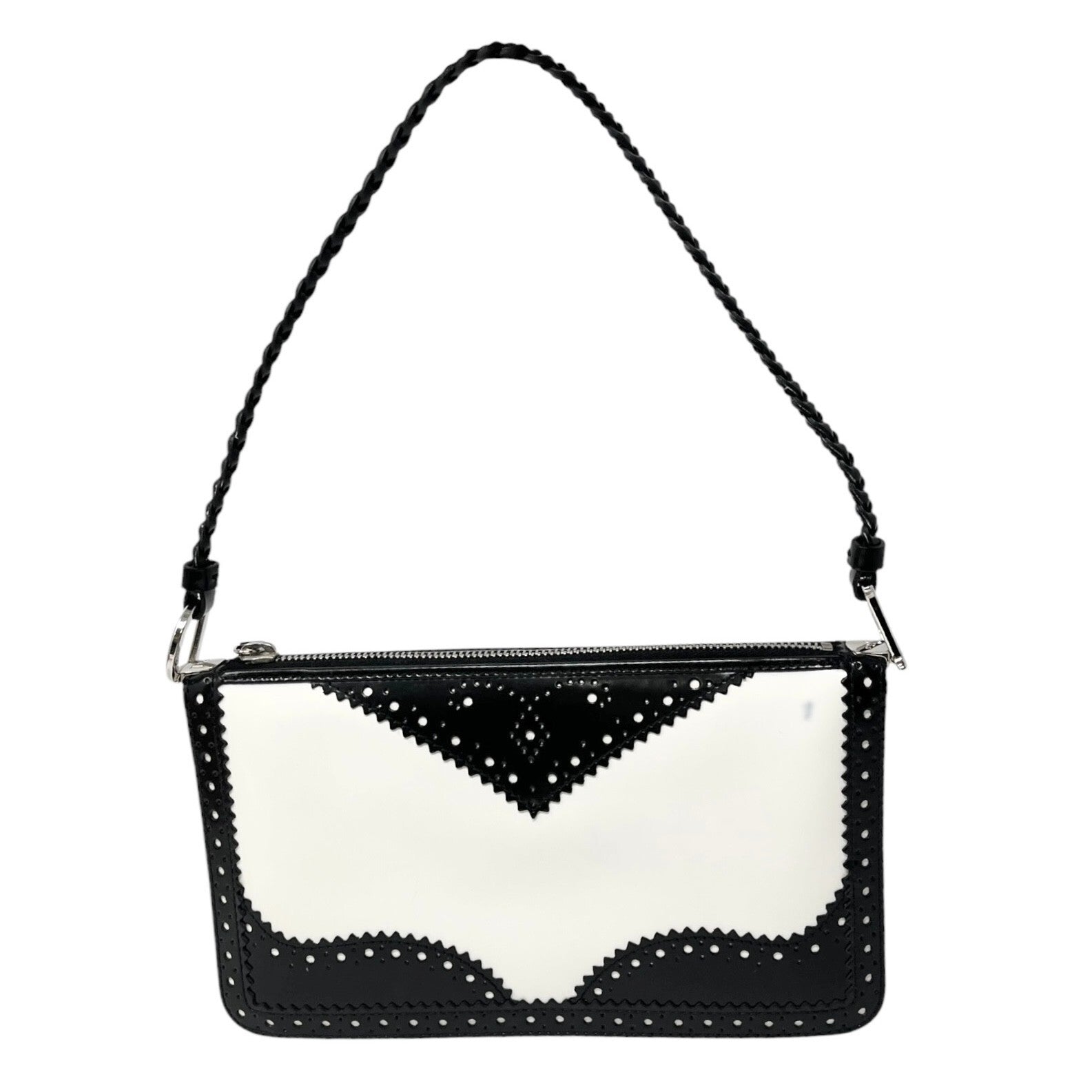 Christian Dior Vintage Trotter Monogram Logo D'trick Shoulder Bag Black Leather