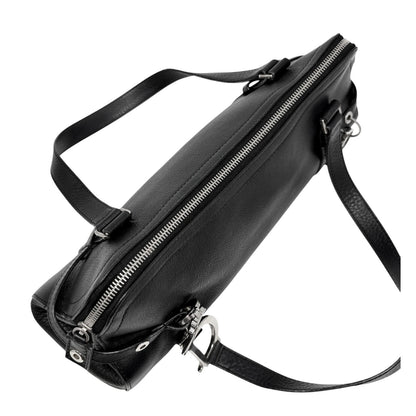Christian Dior Vintage Logo Charm Shoulder Bag Black Silver Leather 901869