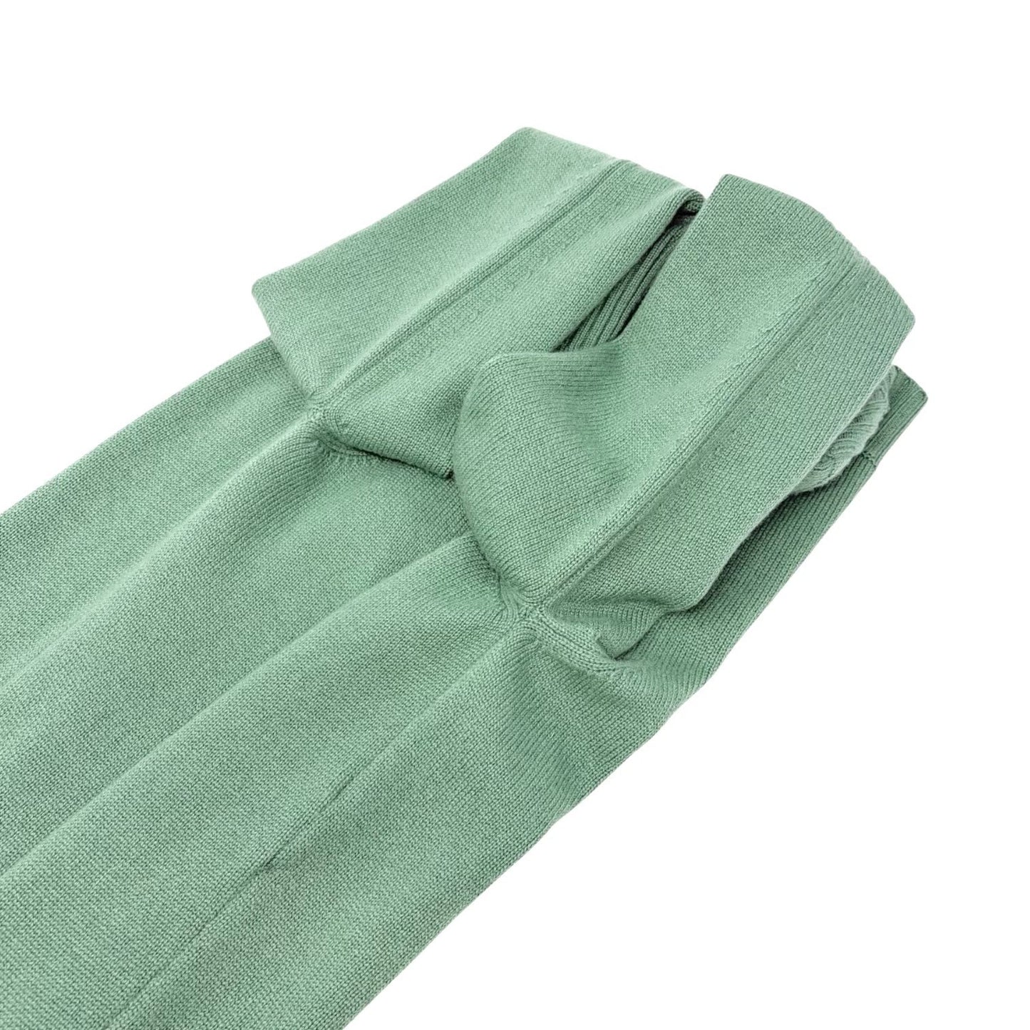 CHANEL Vintage P44445 CC Logo Turnlock Cashmere Knit Sweater Dress #38 Green