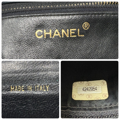 CHANEL Vintage CC Logo Quilted Chain Shoulder Bag Black Gold Suede 901890