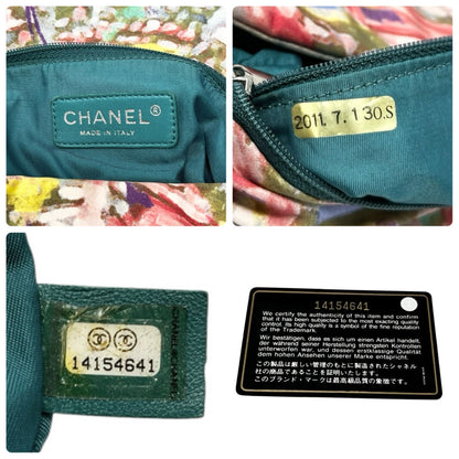 CHANEL Vintage CC Quilted Watercolor Flap Chain Shoulder Bag Blue Canvas 902907