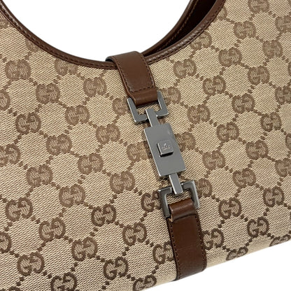 GUCCI Vintage Jackie GG Monogram Shoulder Bag Beige Brown Canvas 902460