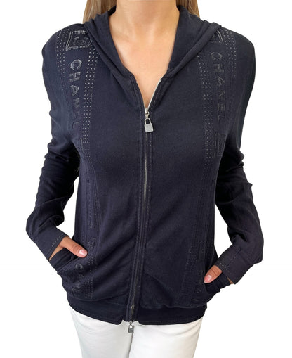 CHANEL Sport Vintage 07C CC Logo Zip Hoodie Jacket Top #40 Blue White 902494