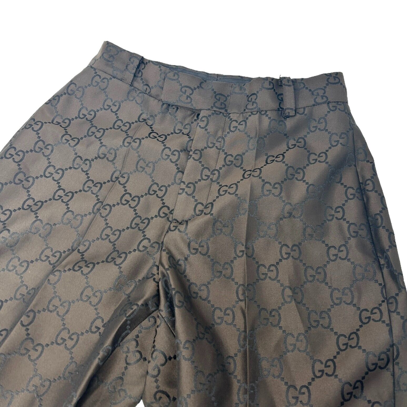 GUCCI Vintage GG Monogram Logo Jacket Pants Set Suit #38 Brown Polyester RankAB+