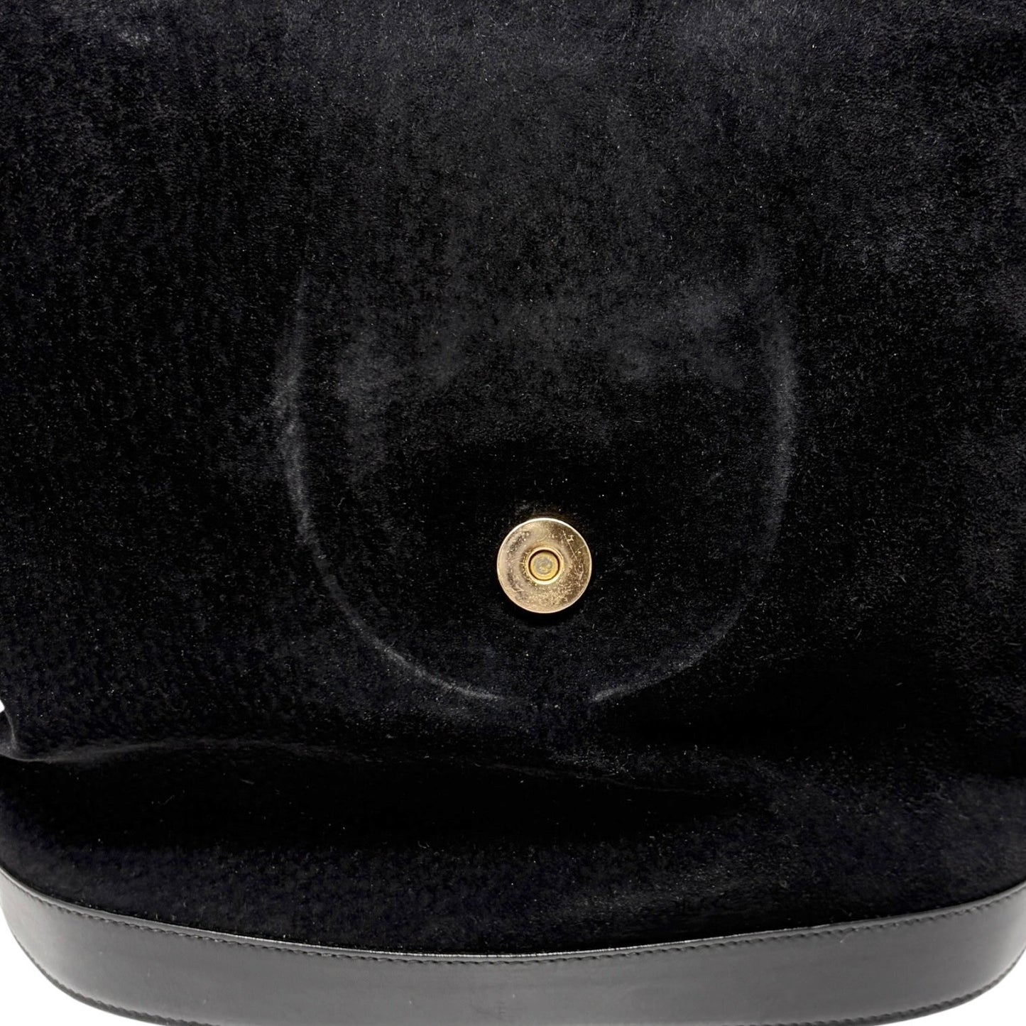 GUCCI Vintage Logo Horsebit Suede Bucket Shoulder Bag Black Gold 902395