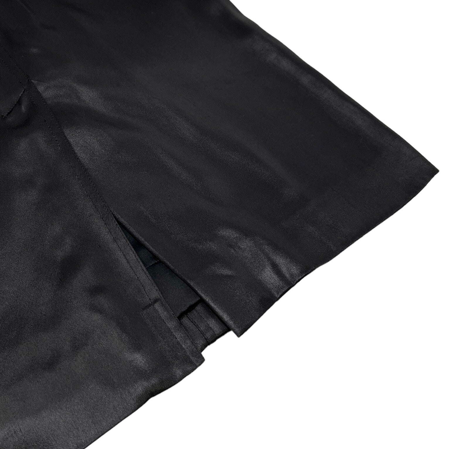 Christian Dior Vintage D Buckle Satin Skirt #40 Zip Black Gold Rank AB+