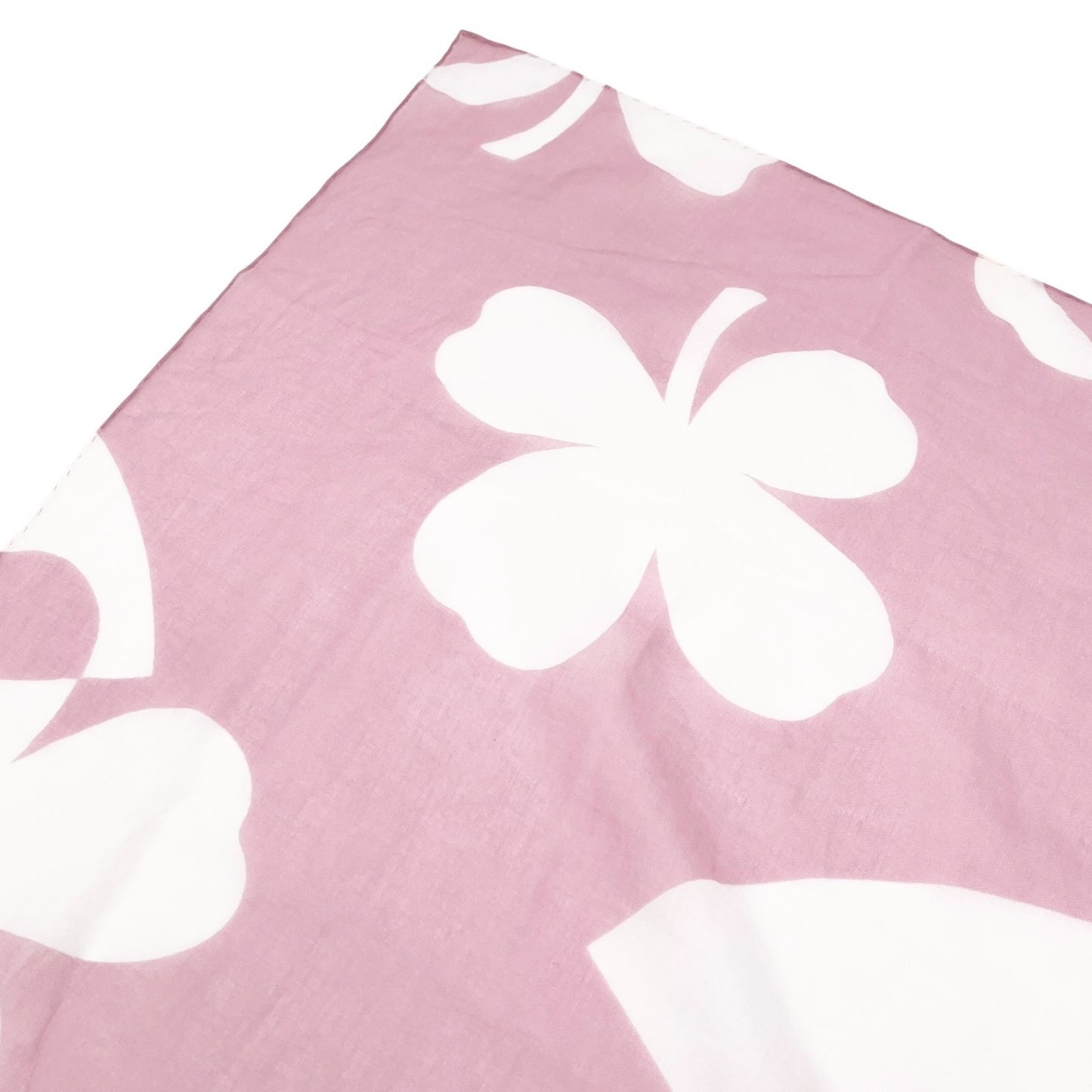 CHANEL Vintage CC Mark Logo Scarf Wrap Shawl Pink White Cotton See-through